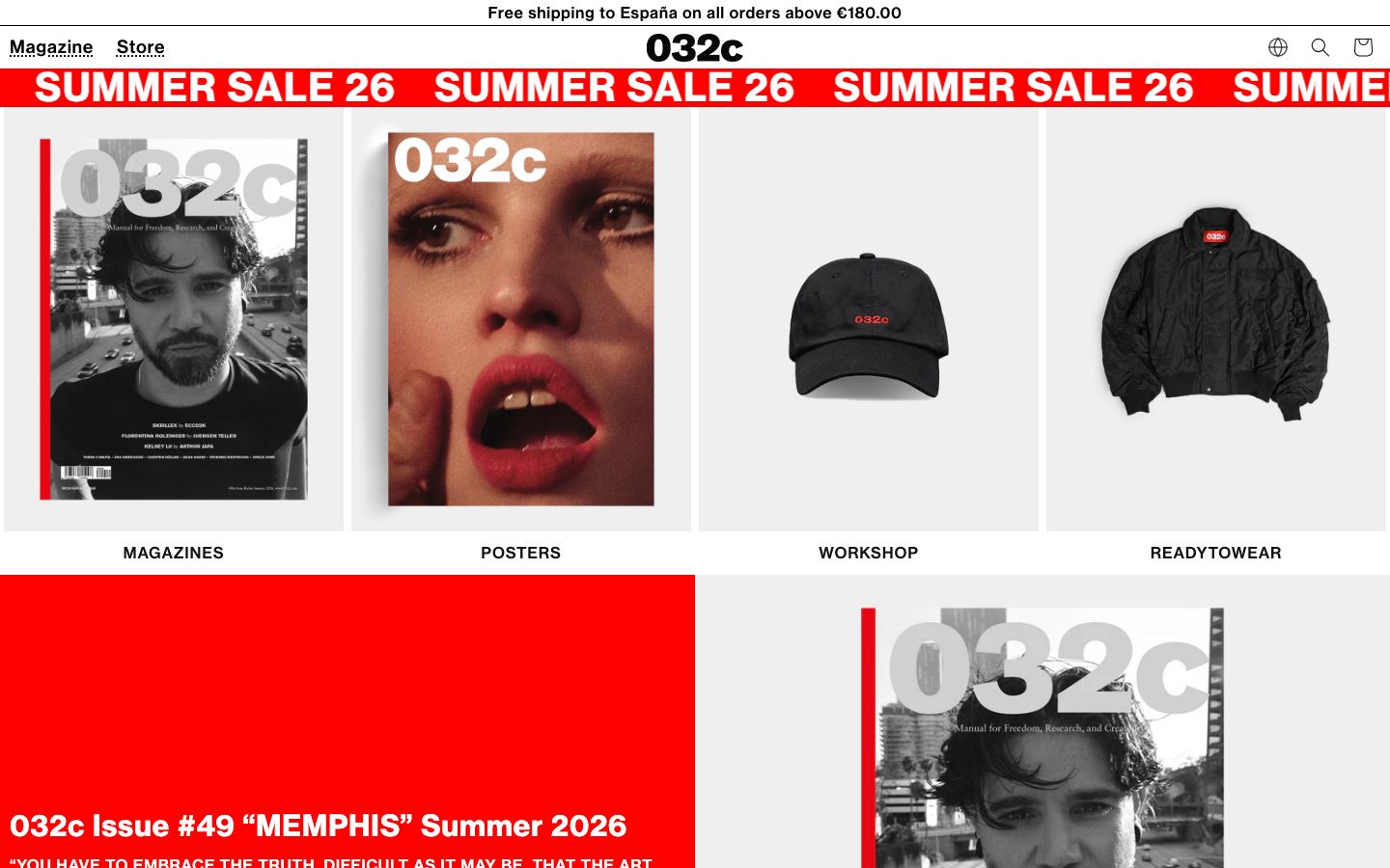 Screenshot of 032c.com — Media & Culture website design