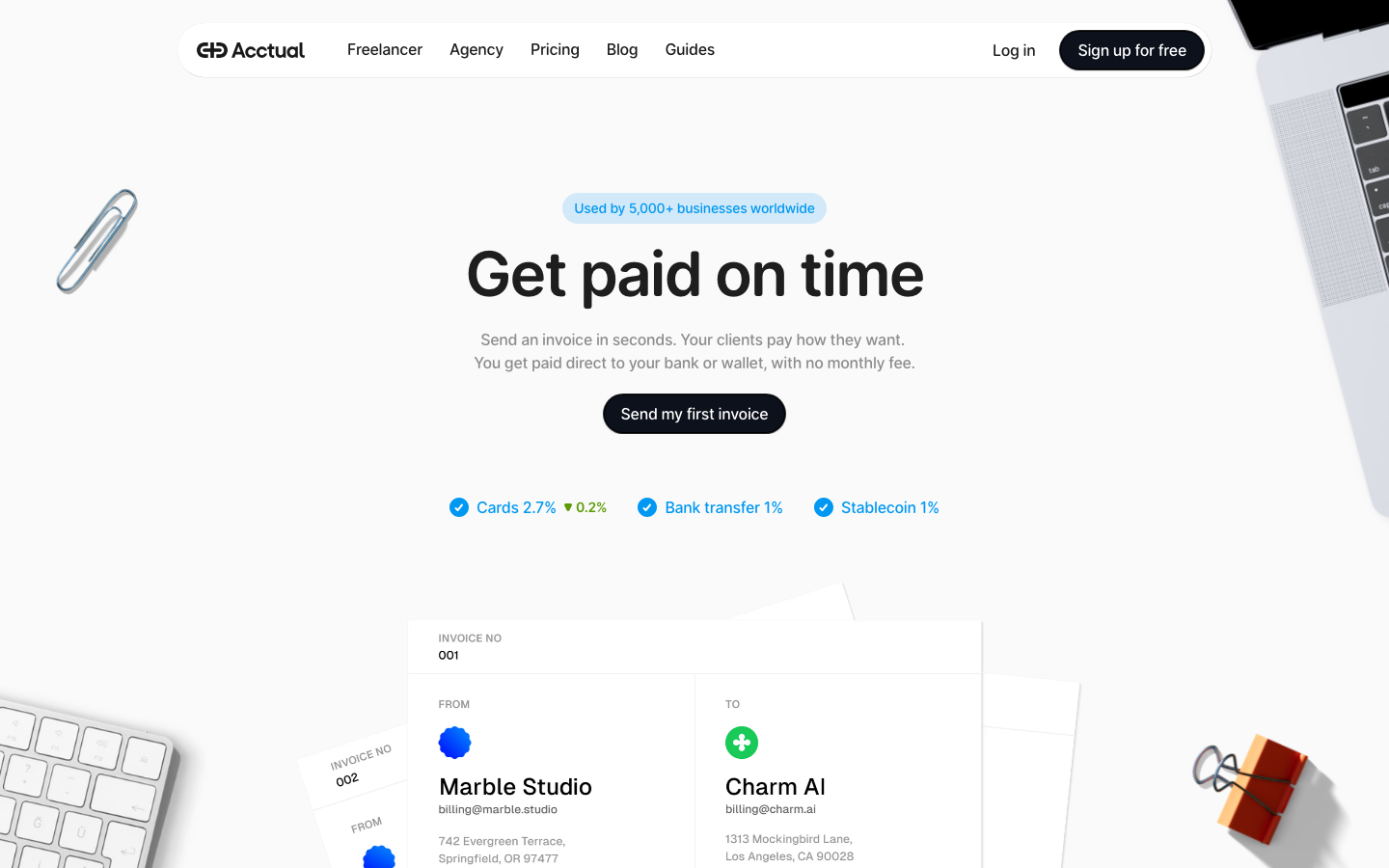 Screenshot of acctual.com — Fintech website design