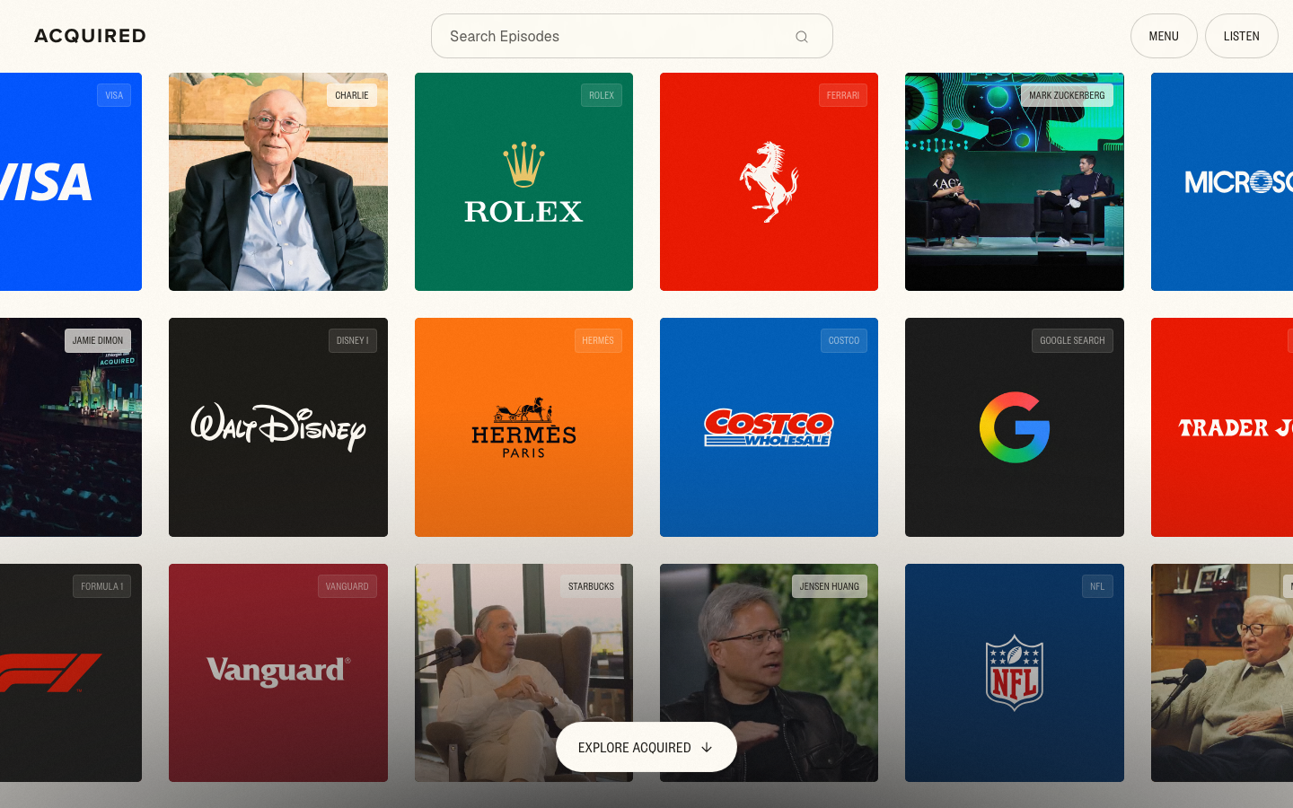Screenshot of acquired.fm — Media & Culture website design
