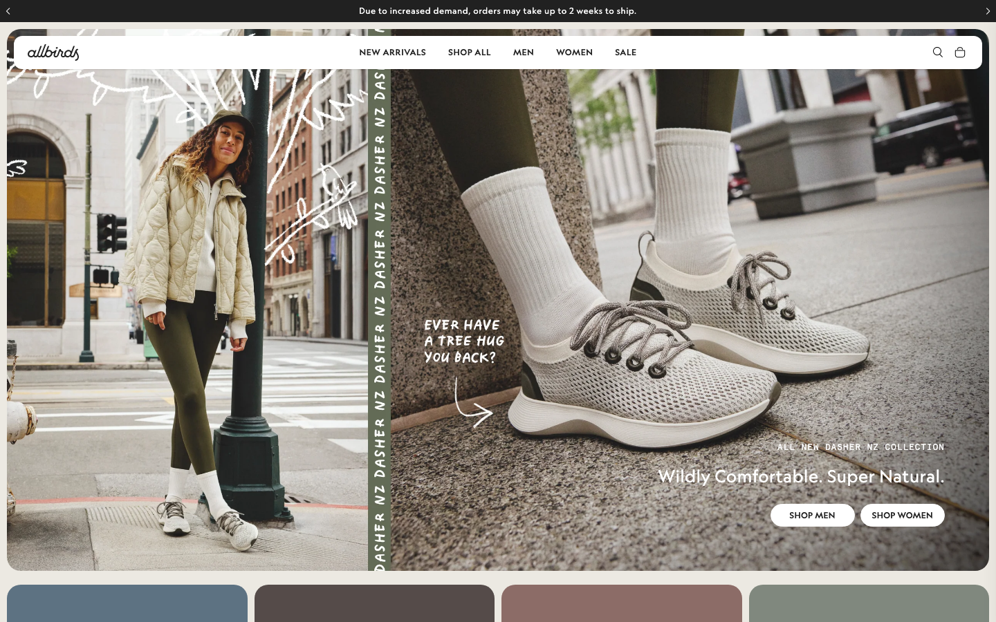 Screenshot of allbirds.com — E-commerce website design