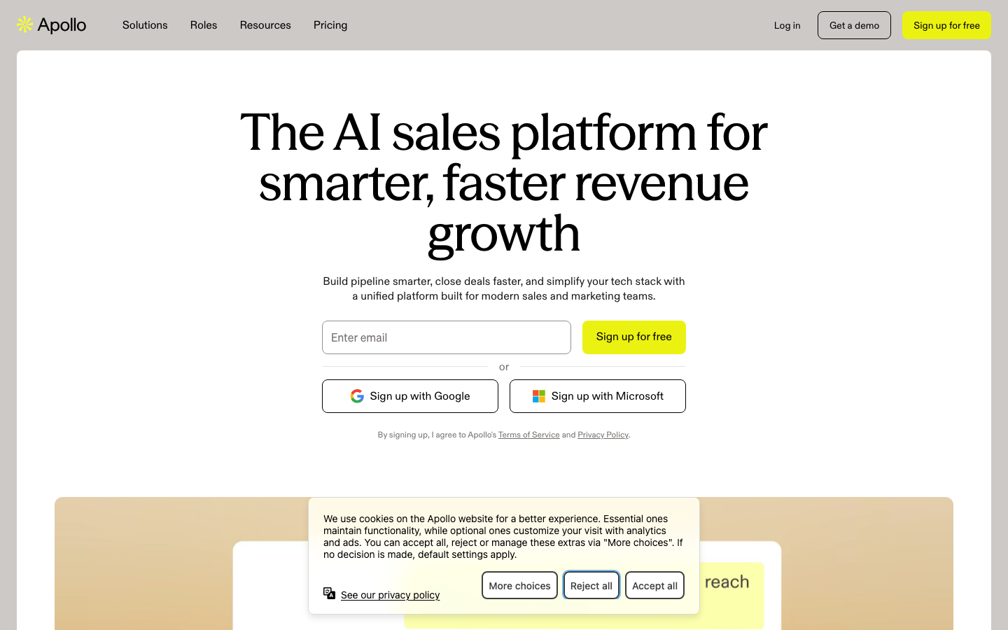 Screenshot of apollo.io — SaaS & Productivity website design