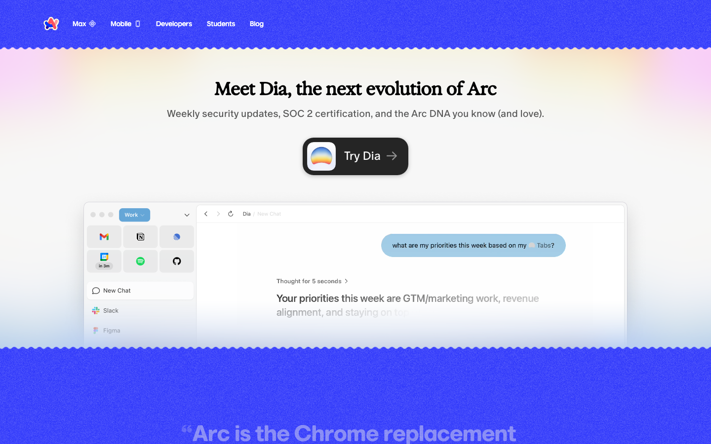 Screenshot of arc.net — SaaS & Productivity website design