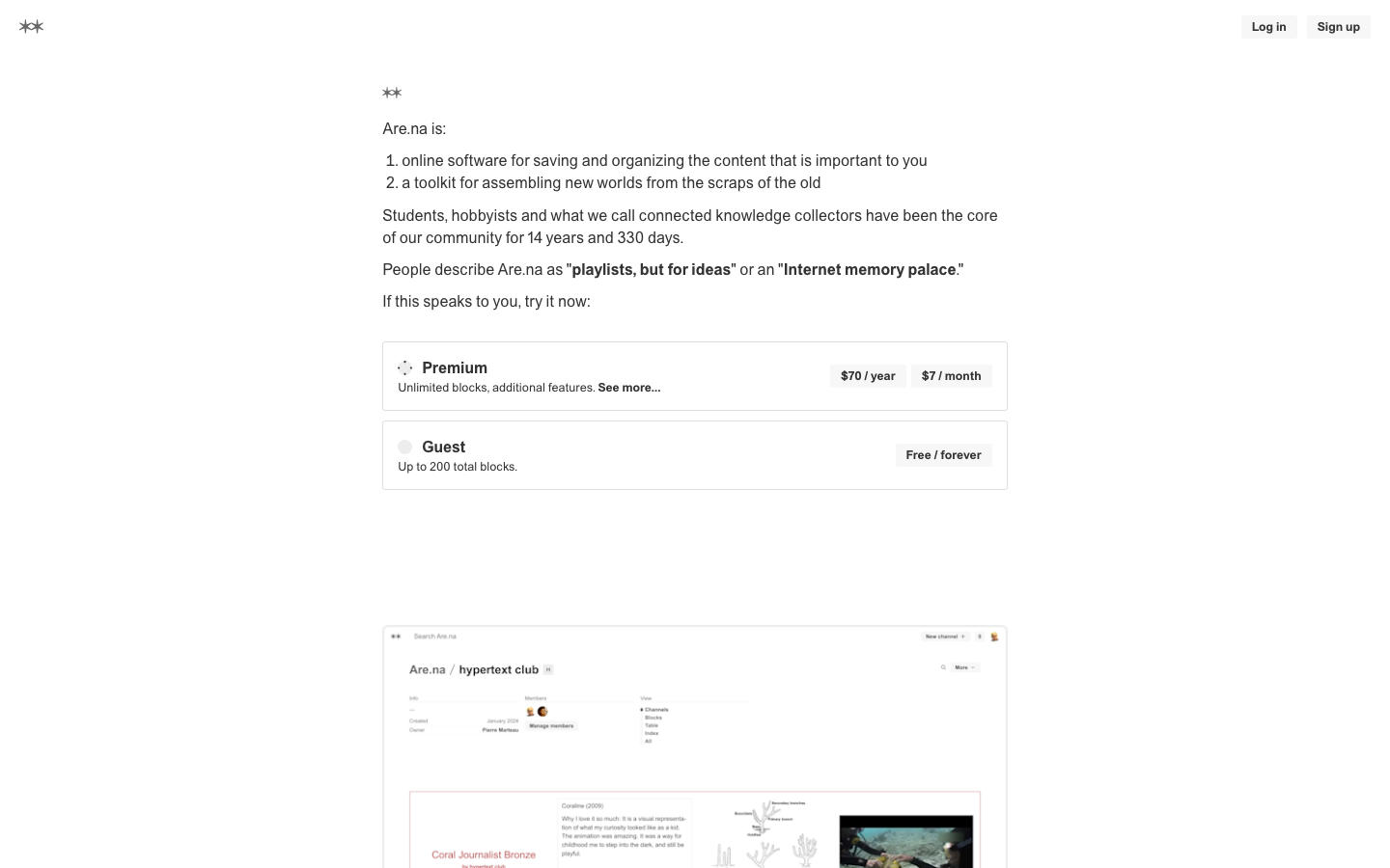 Screenshot of are.na — Media & Culture website design
