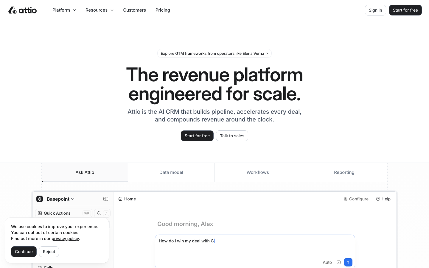 Screenshot of attio.com — SaaS & Productivity website design