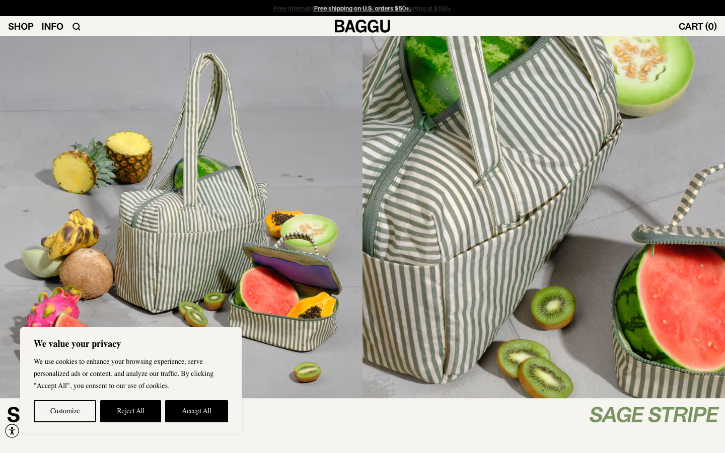 Screenshot of baggu.com — E-commerce website design