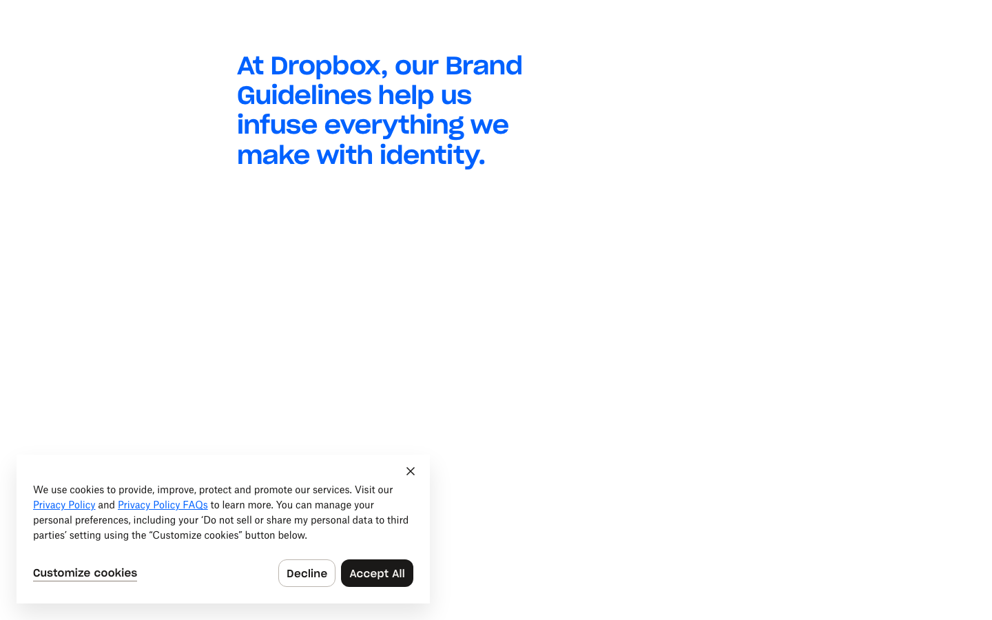 Screenshot of brand.dropbox.com — Design & Studios website design