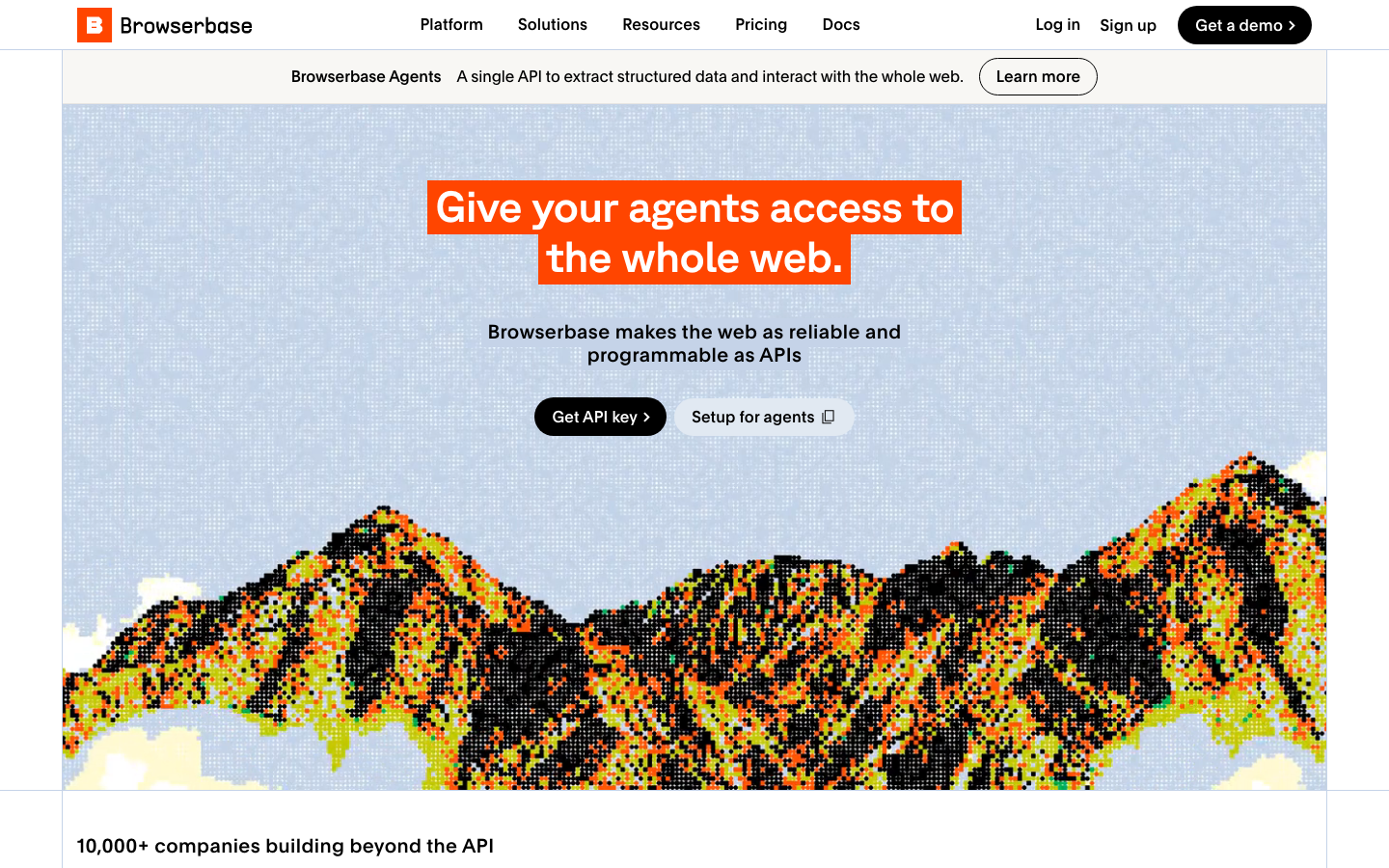 Screenshot of browserbase.com — Dev Tools website design