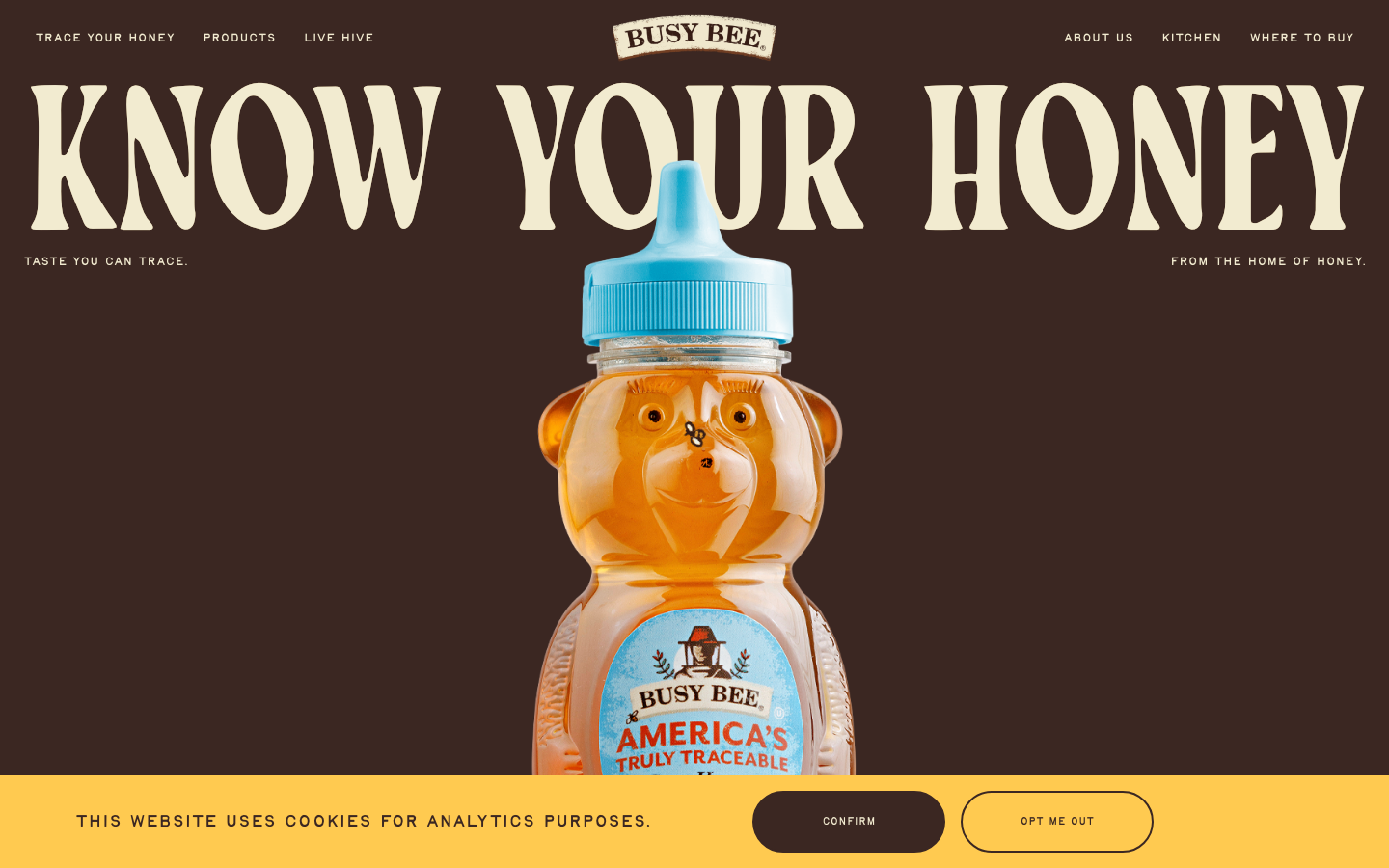 Screenshot of busybeehoney.com — Food & Beverage website design