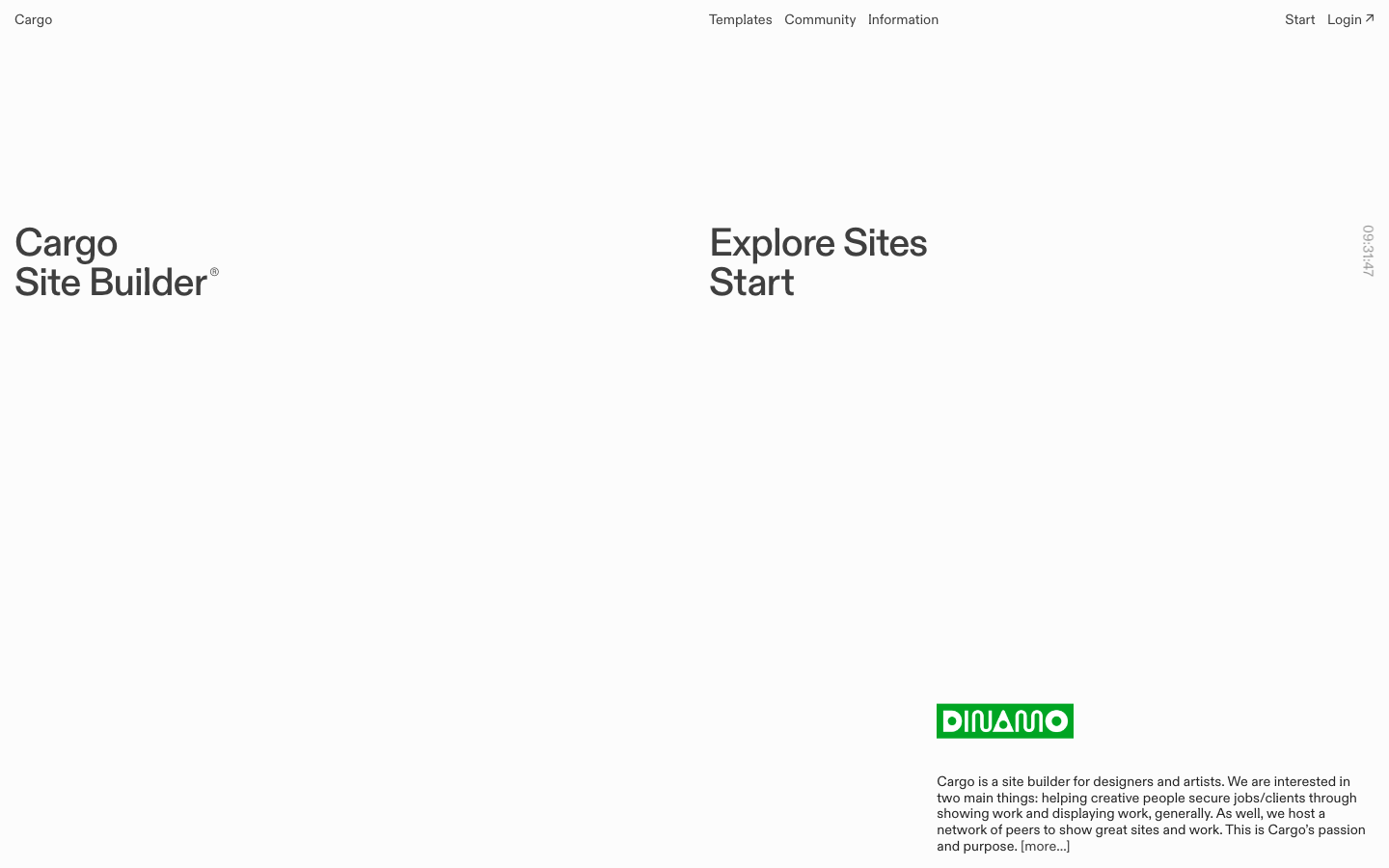 Screenshot of cargo.site — SaaS & Productivity website design