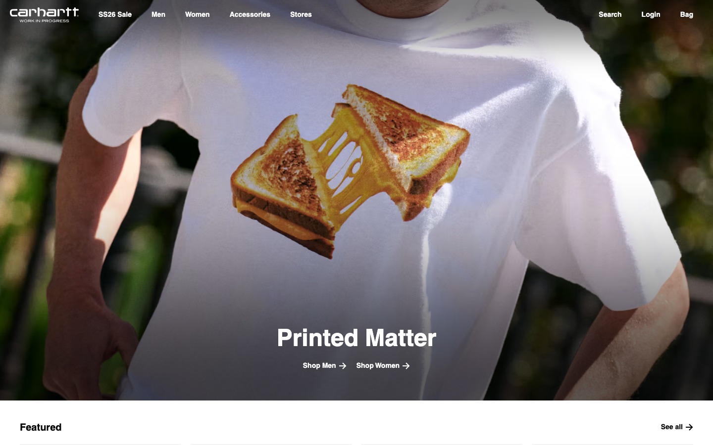 Screenshot of carhartt-wip.com — E-commerce website design