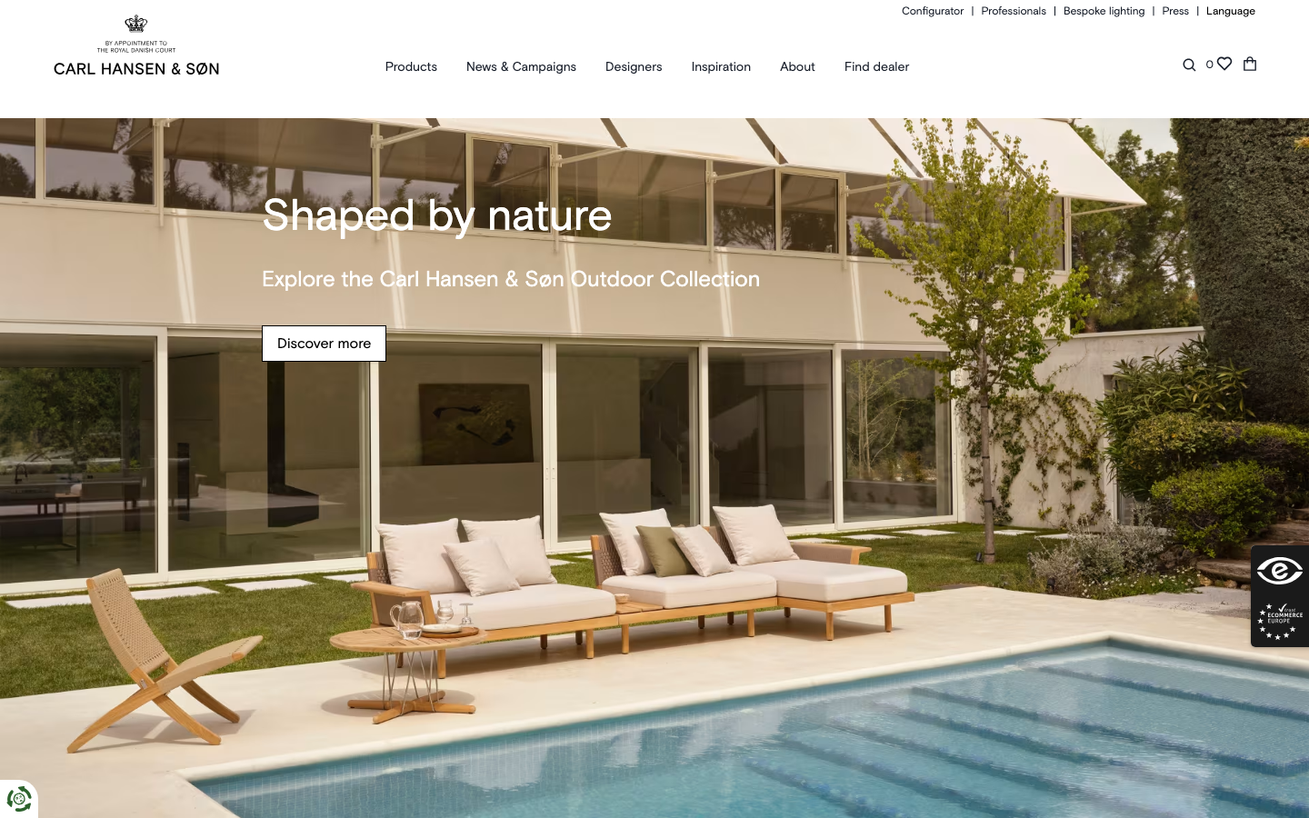 Screenshot of carlhansen.com — E-commerce website design
