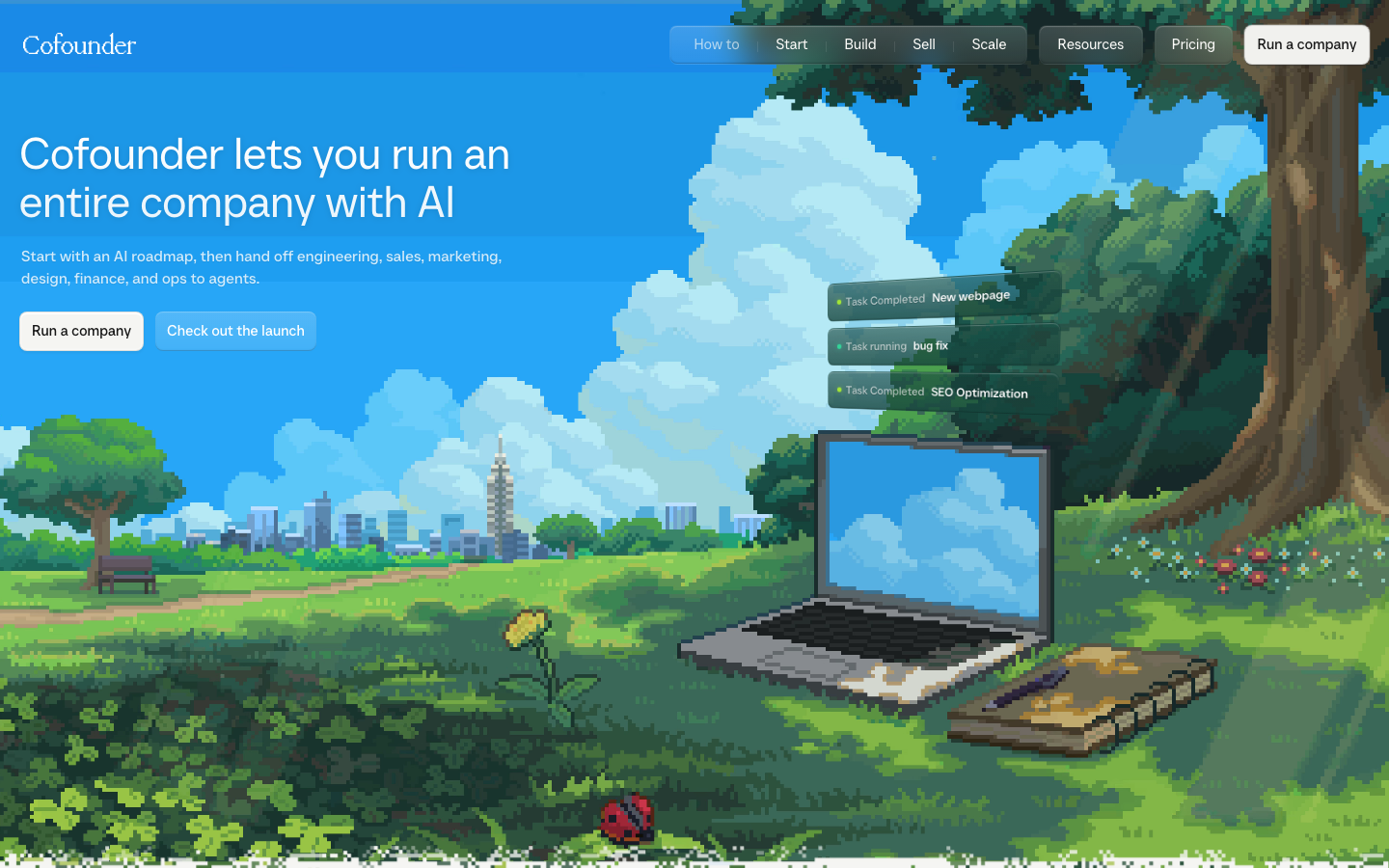 Screenshot of cofounder.co — AI website design