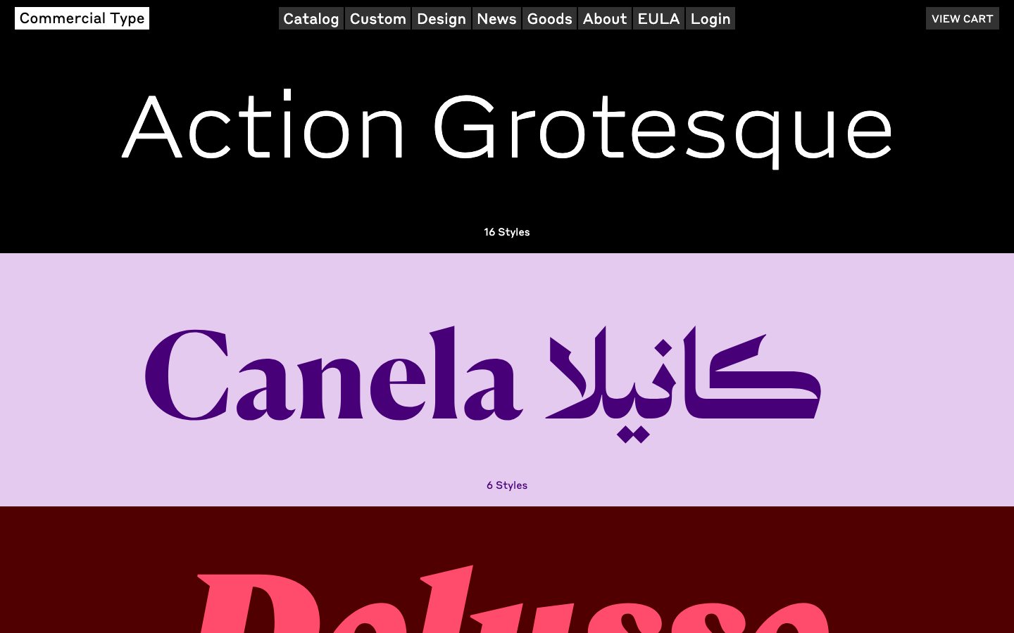 Screenshot of commercialtype.com — Design & Studios website design