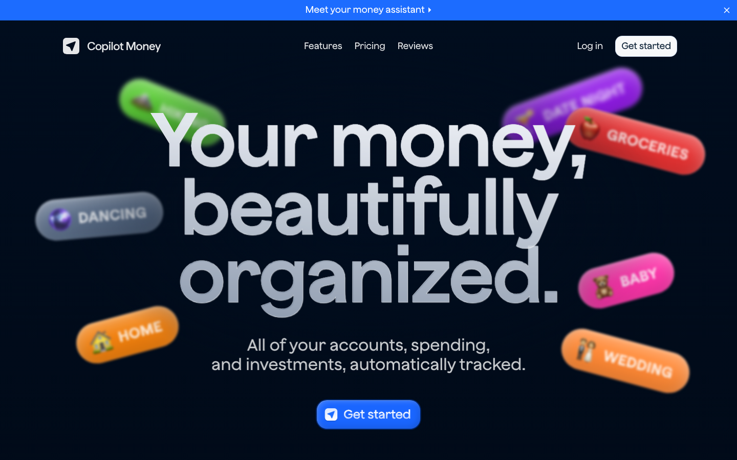 Screenshot of copilot.money — Fintech website design
