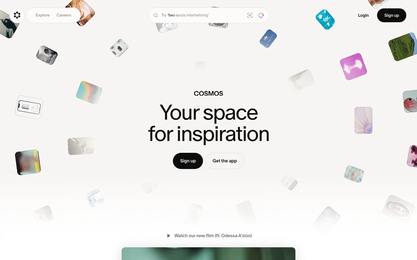 Screenshot of cosmos.so — Design & Studios website design