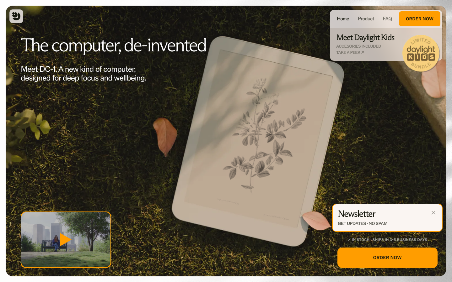 Screenshot of daylightcomputer.com — Hardware & Mobility website design