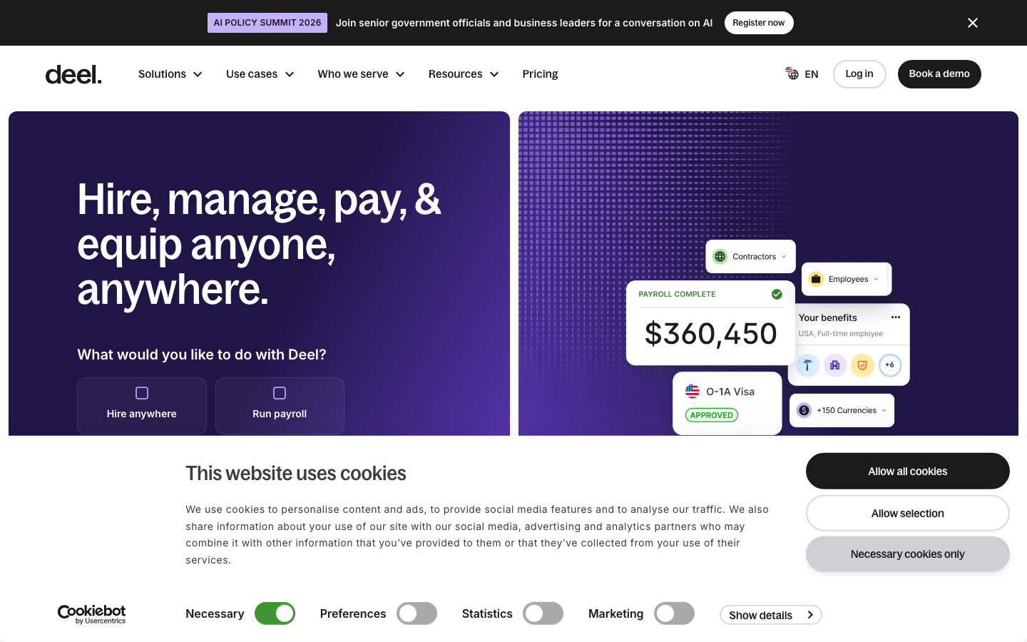 Screenshot of deel.com — SaaS & Productivity website design