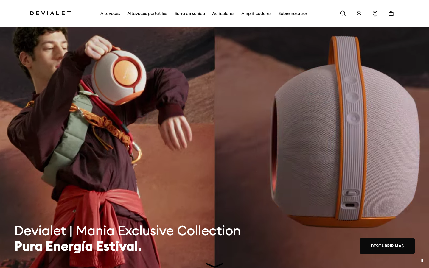 Screenshot of devialet.com — Hardware & Mobility website design