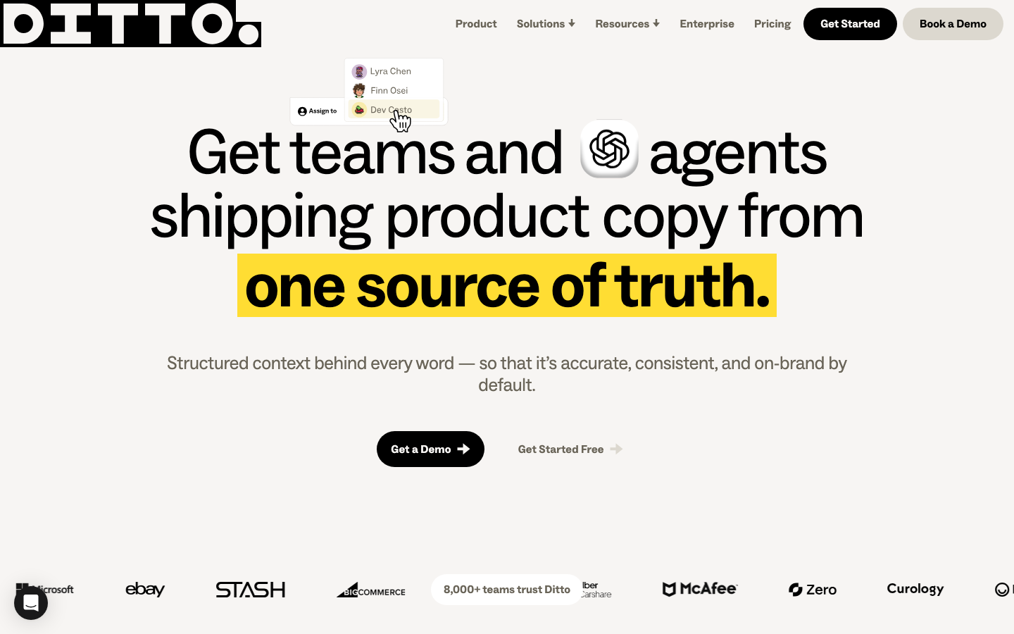 Screenshot of dittowords.com — SaaS & Productivity website design