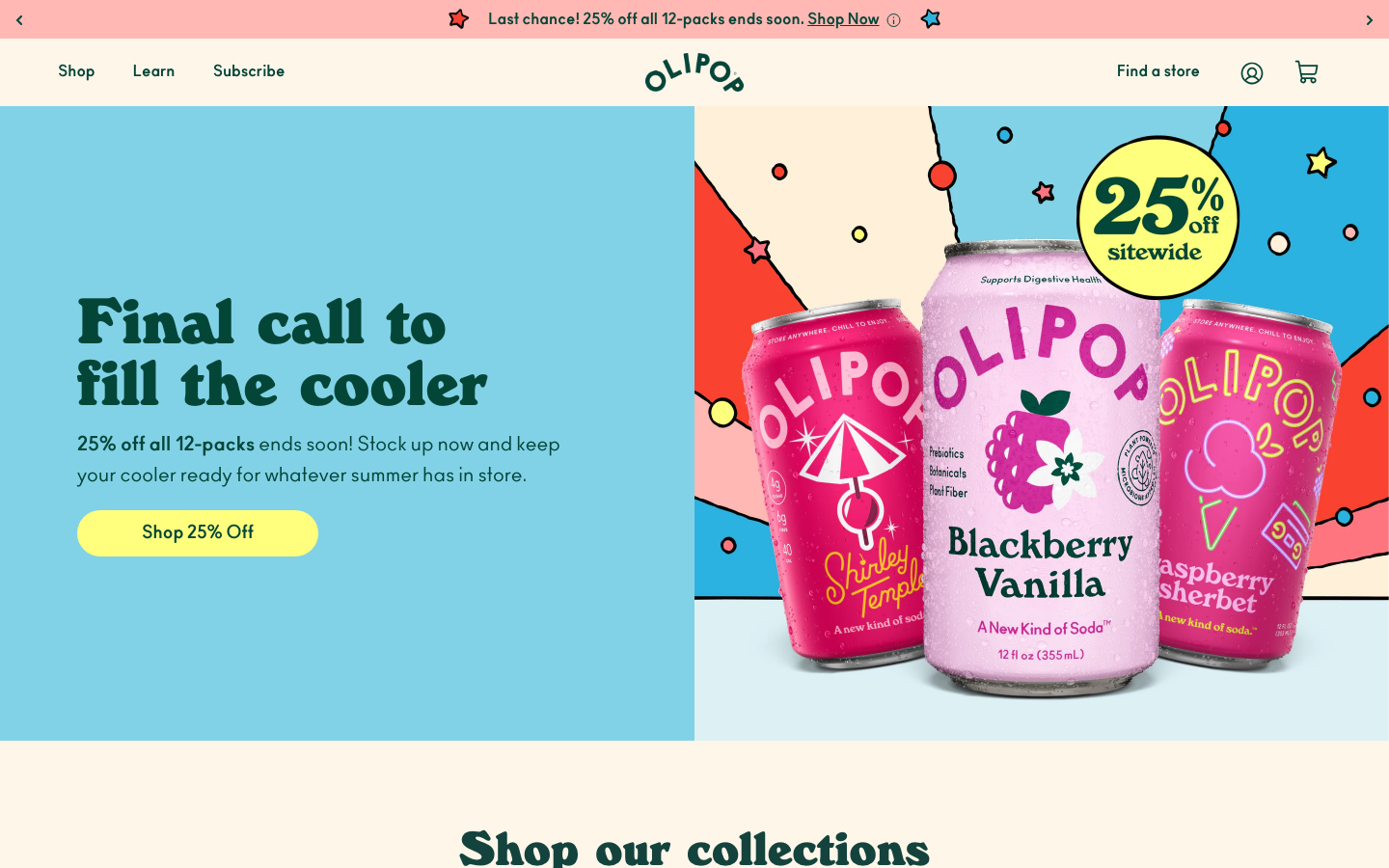 Screenshot of drinkolipop.com — Food & Beverage website design
