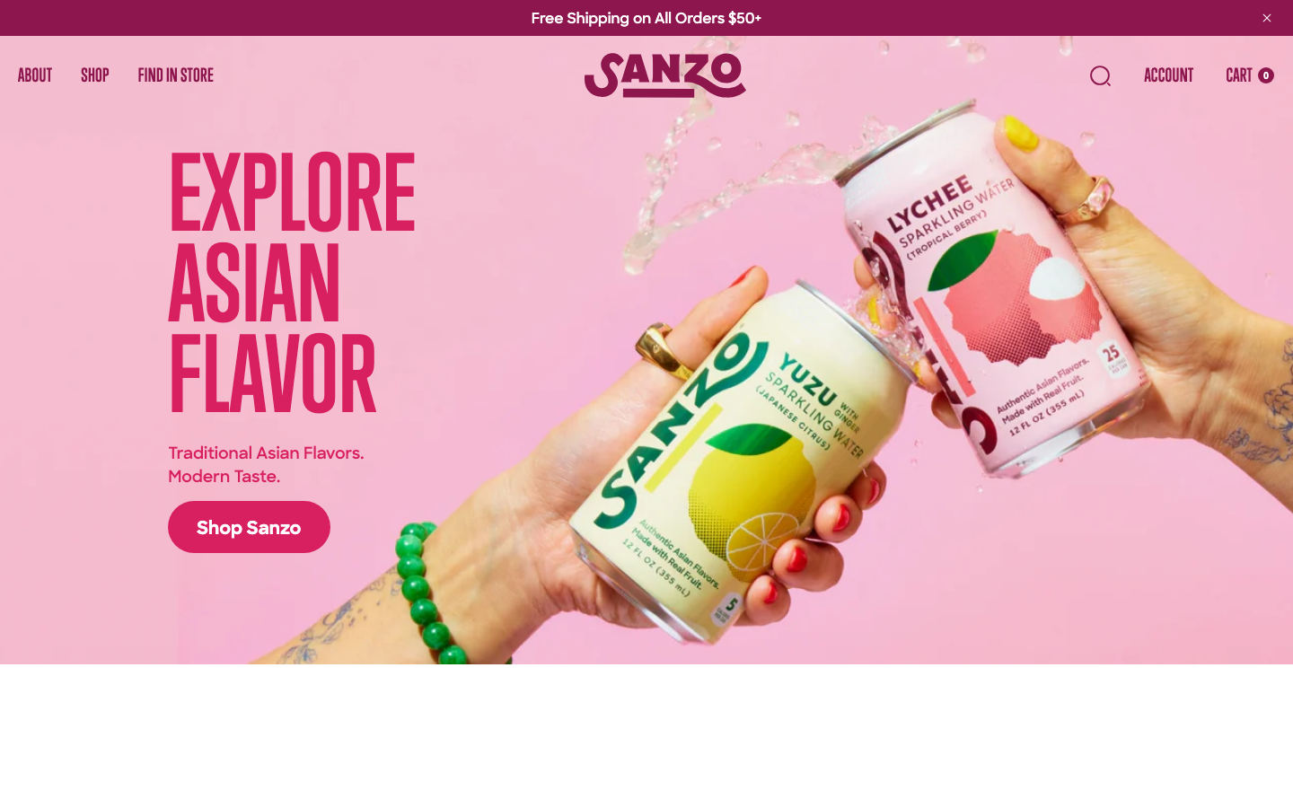 Screenshot of drinksanzo.com — Food & Beverage website design