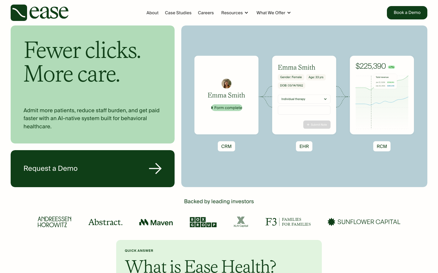 Screenshot of easehealth.com — Health & Wellness website design