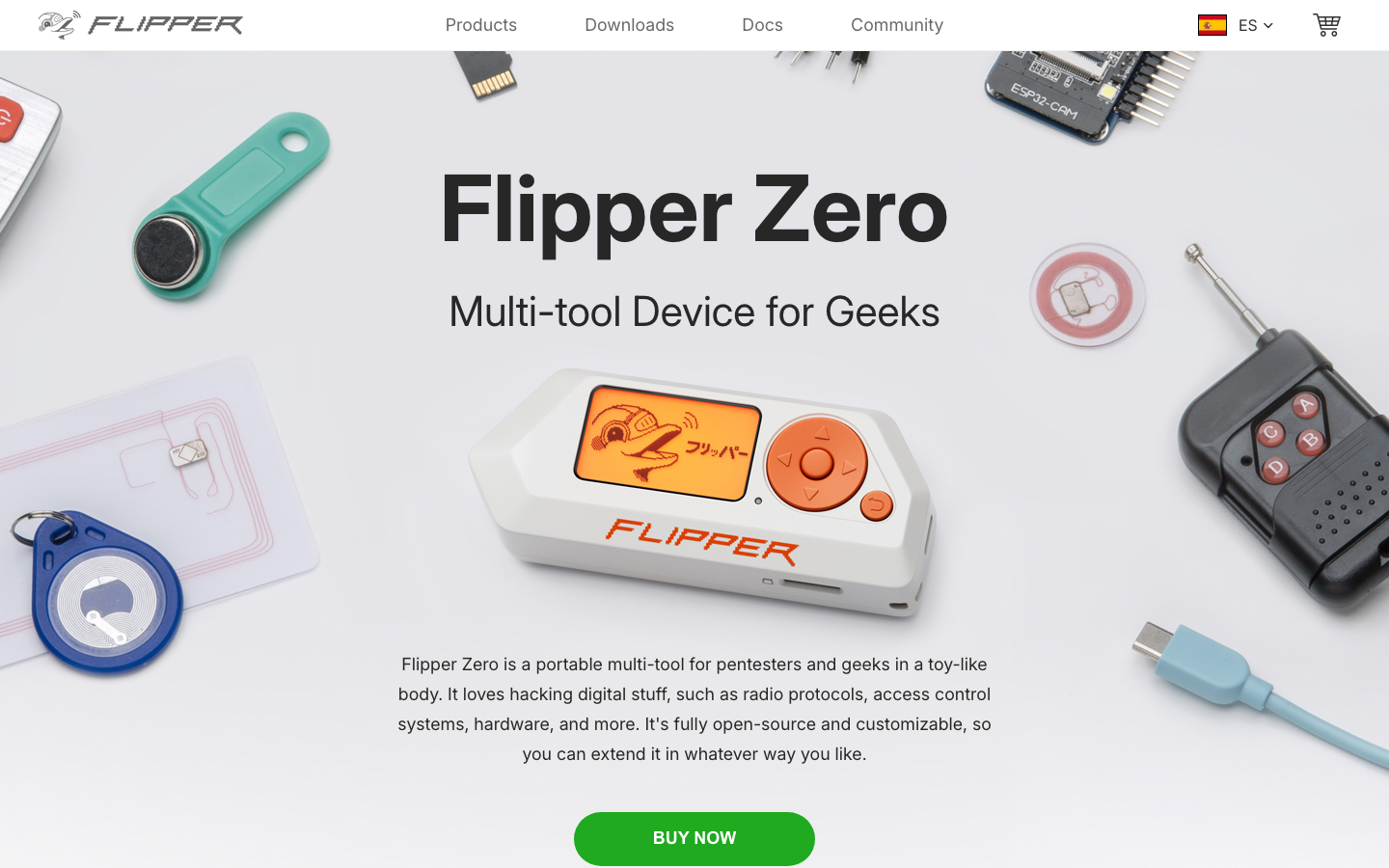Screenshot of flipperzero.one — Hardware & Mobility website design