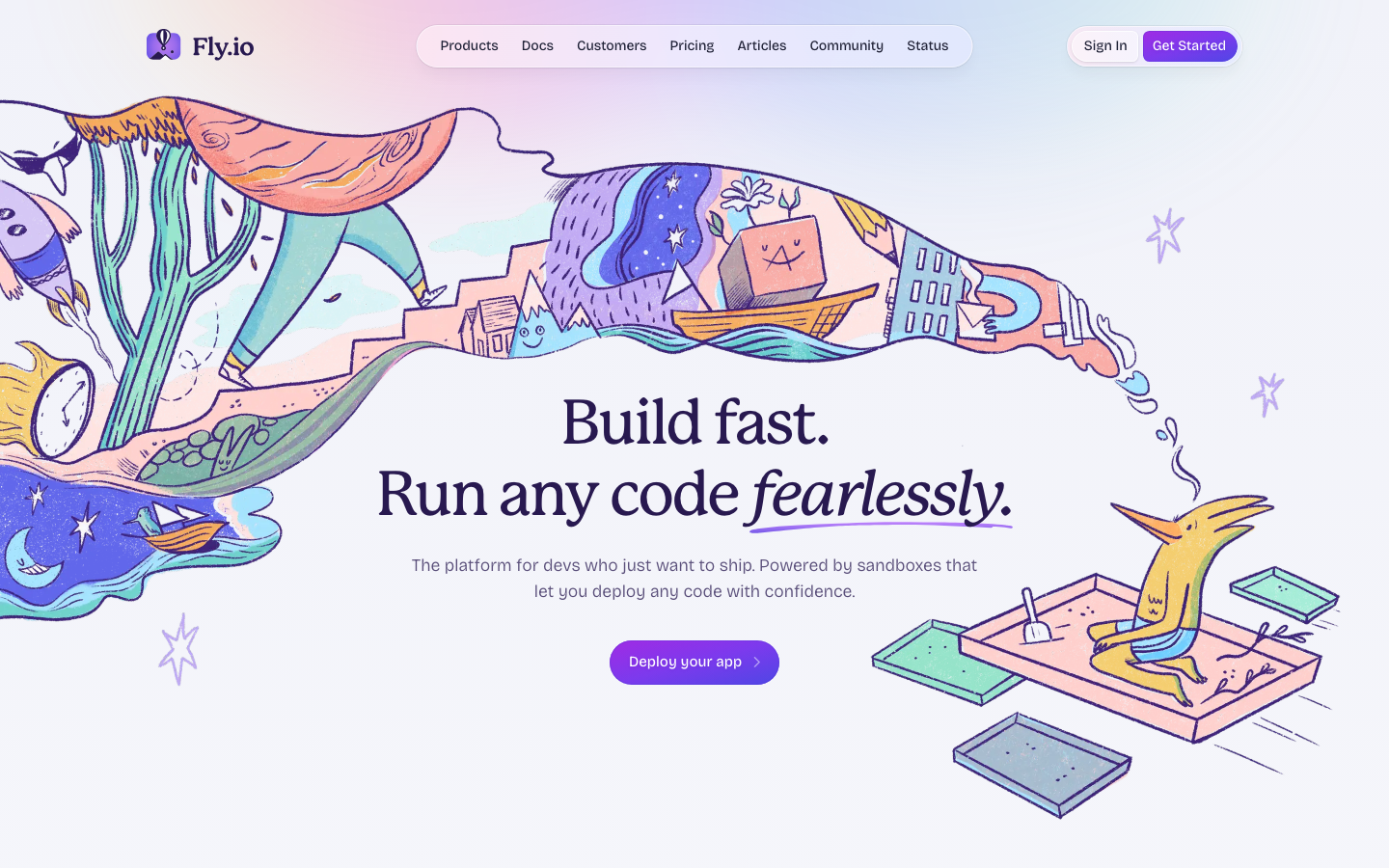 Screenshot of fly.io — Dev Tools website design