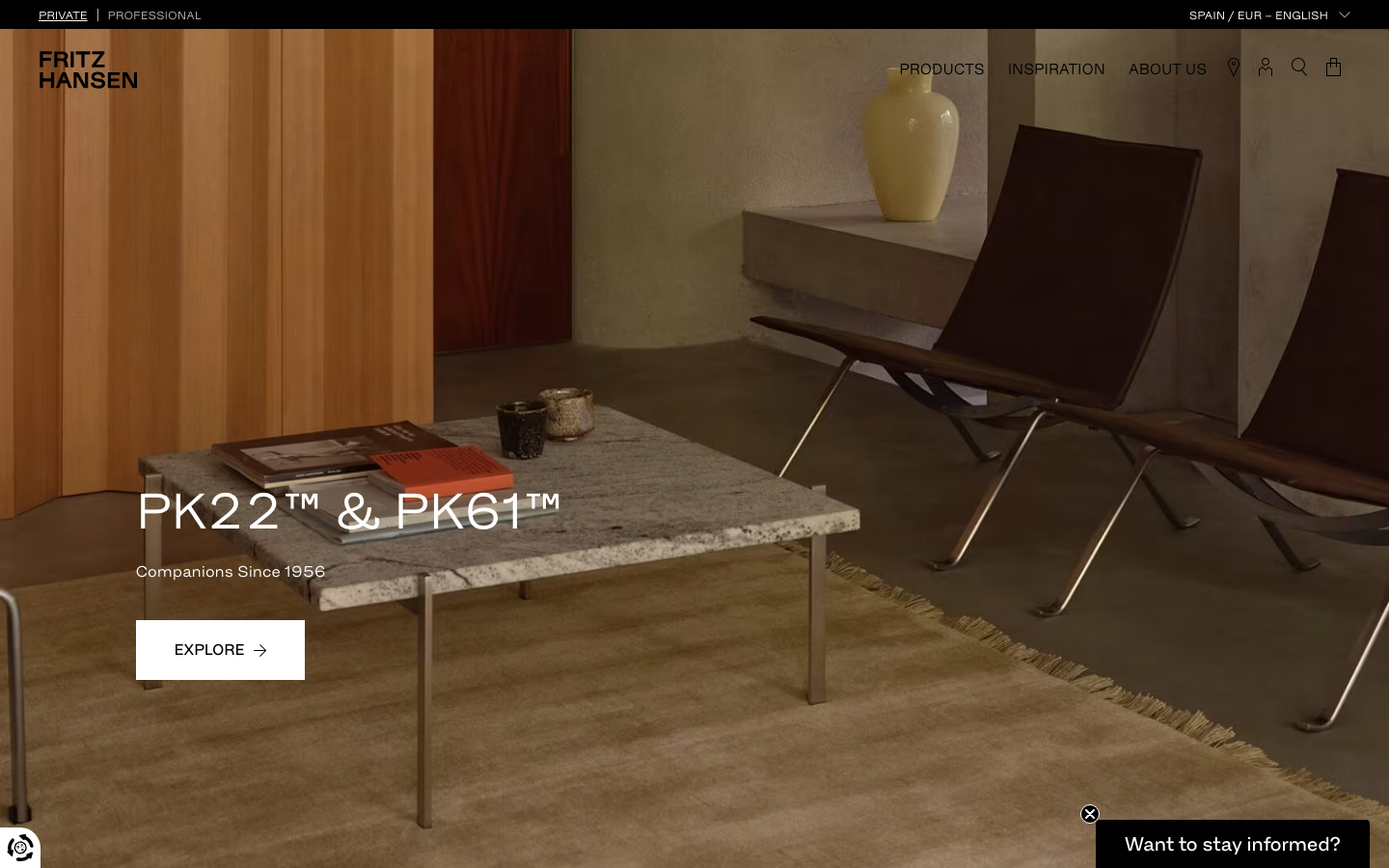 Screenshot of fritzhansen.com — E-commerce website design