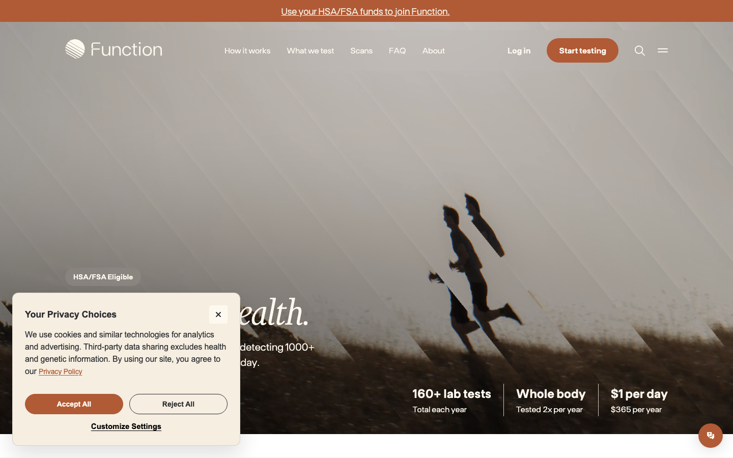 Screenshot of functionhealth.com — Health & Wellness website design