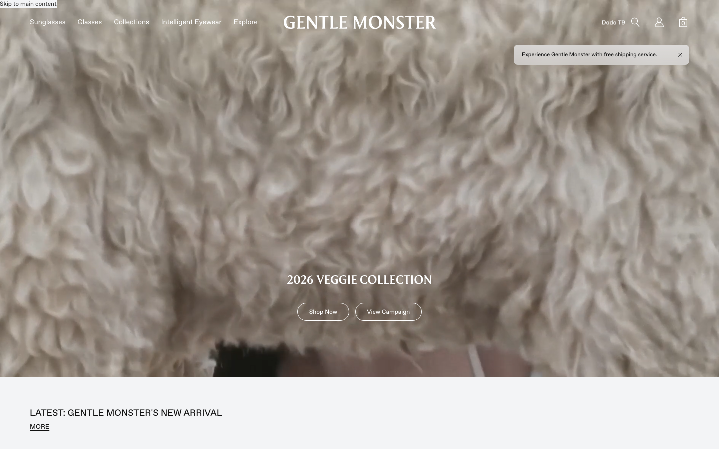 Screenshot of gentlemonster.com — E-commerce website design