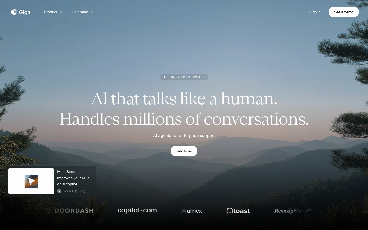Screenshot of giga.ai — AI website design