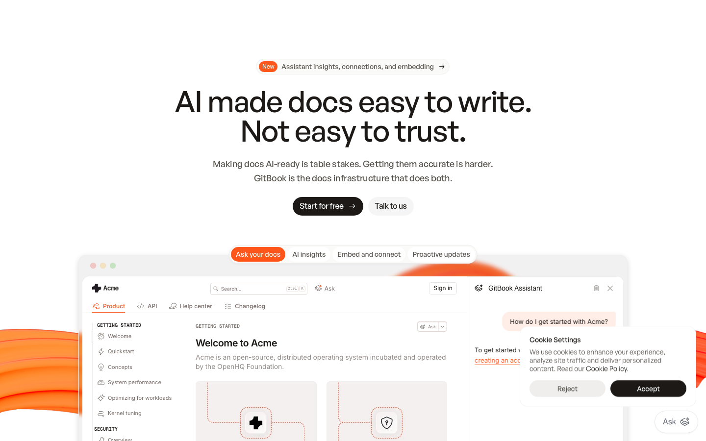 Screenshot of gitbook.com — Dev Tools website design