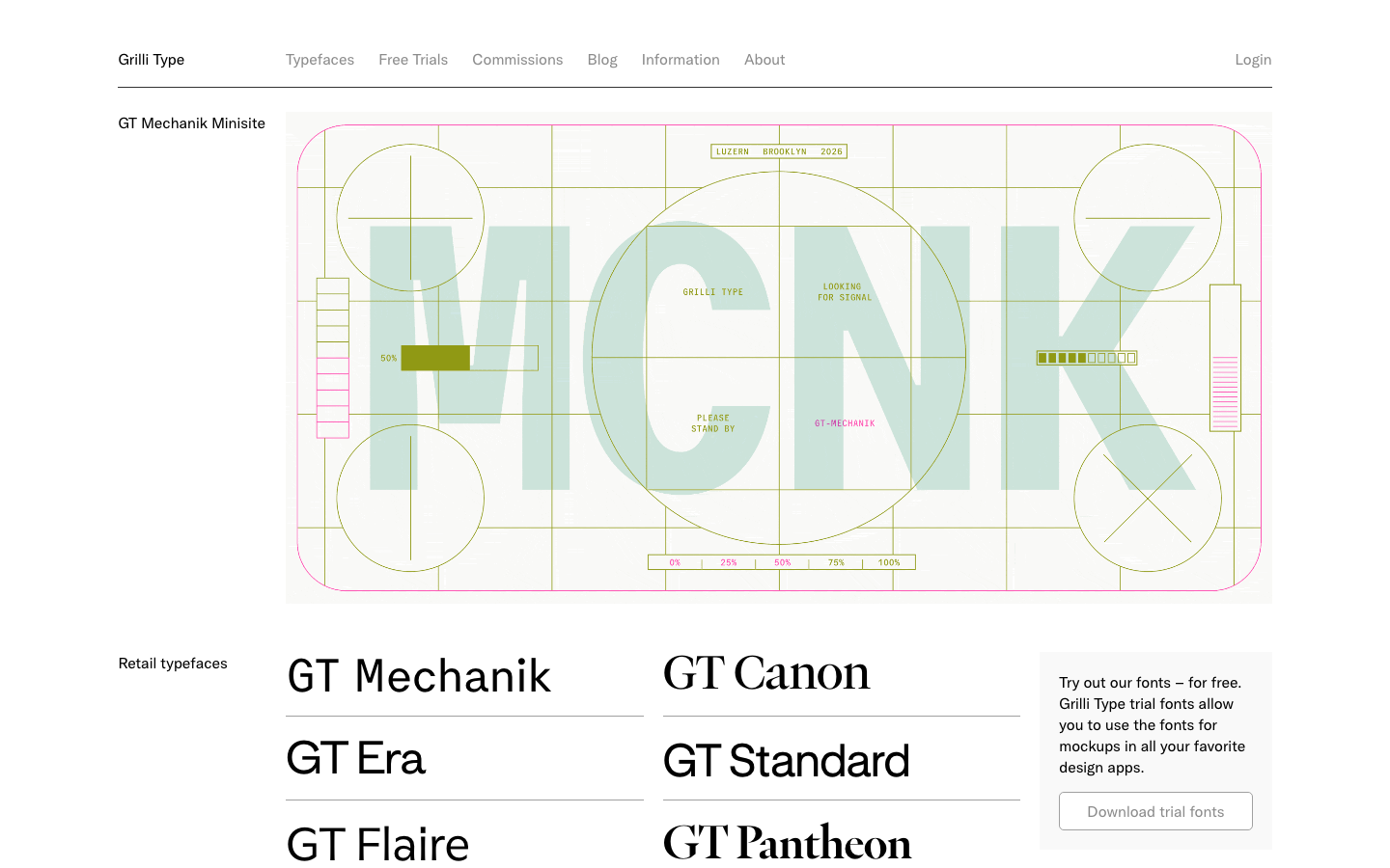 Screenshot of grillitype.com — Design & Studios website design