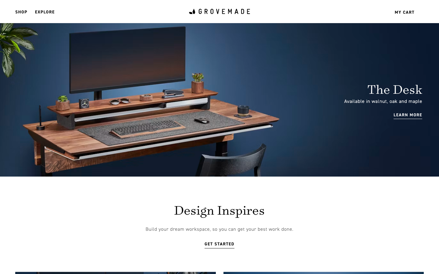 Screenshot of grovemade.com — E-commerce website design