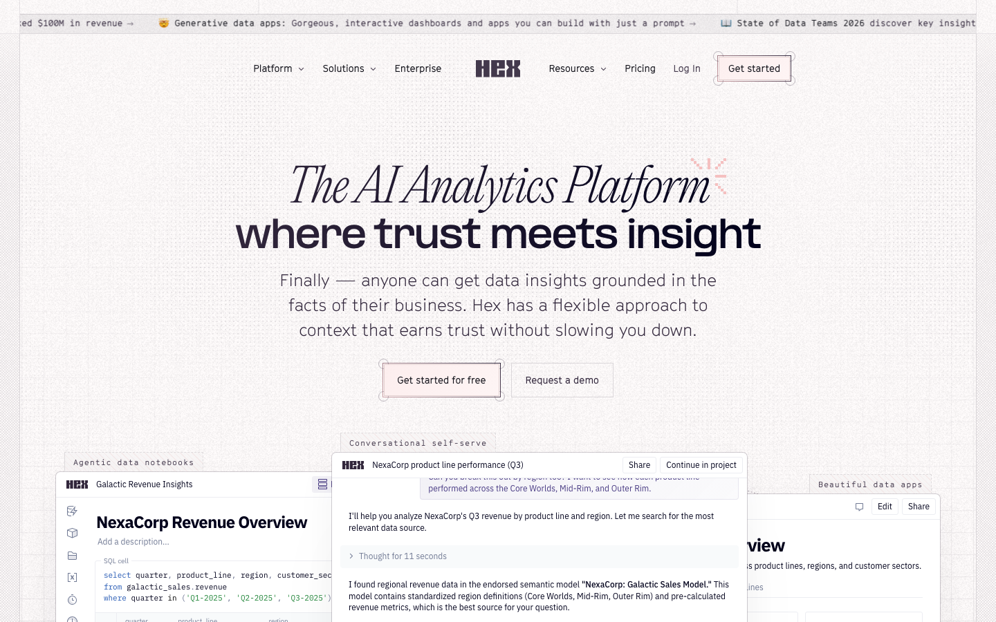 Screenshot of hex.tech — Dev Tools website design