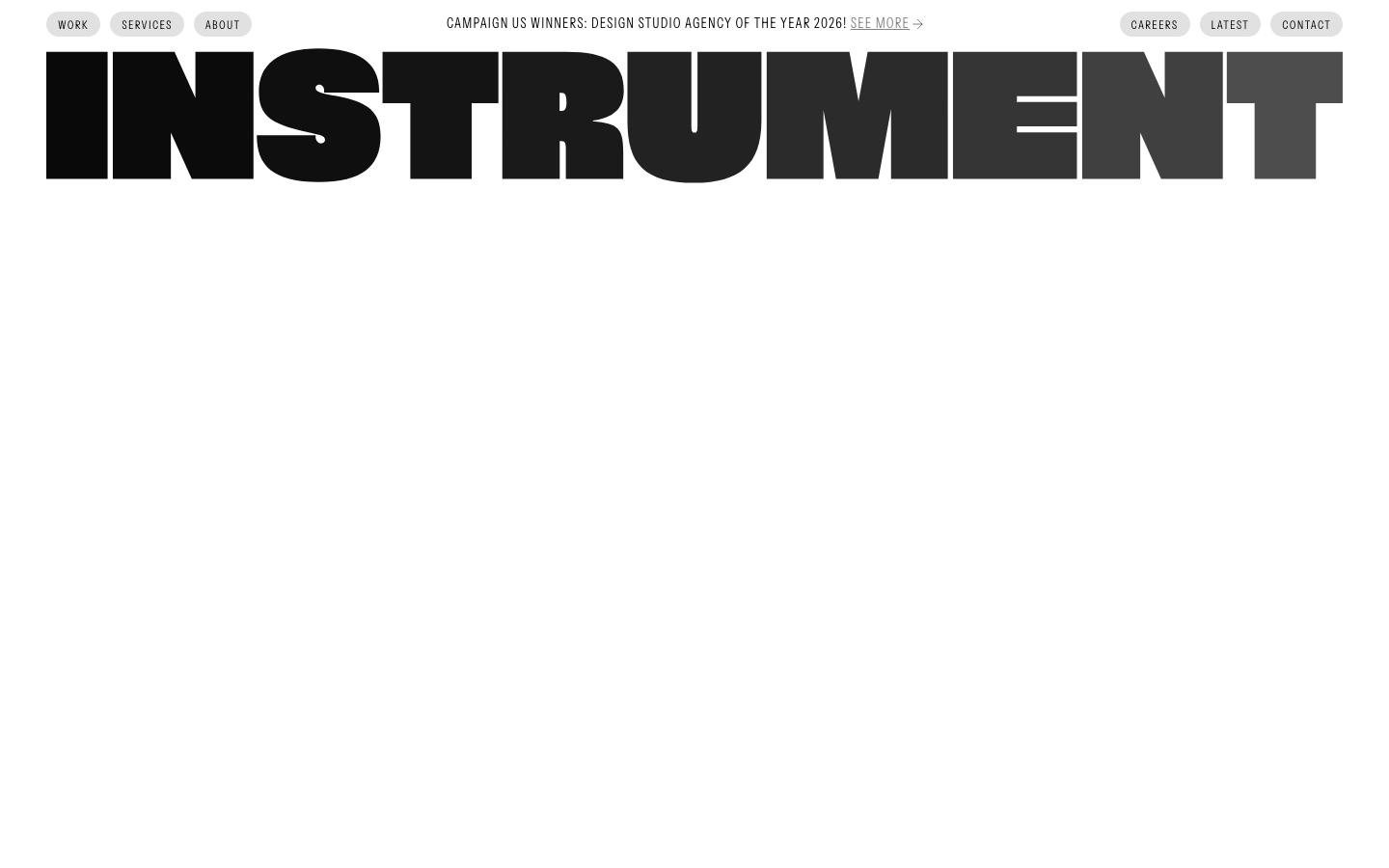 Screenshot of instrument.com — Design & Studios website design