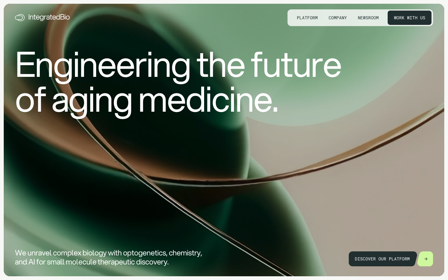Screenshot of integratedbio.com — Health & Wellness website design