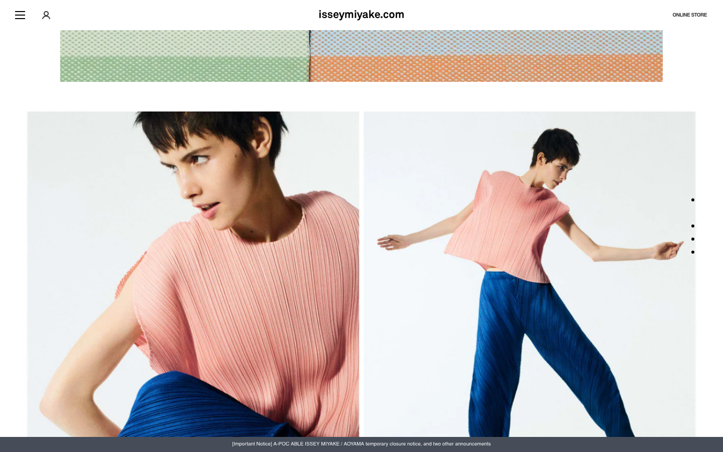 Screenshot of isseymiyake.com — E-commerce website design