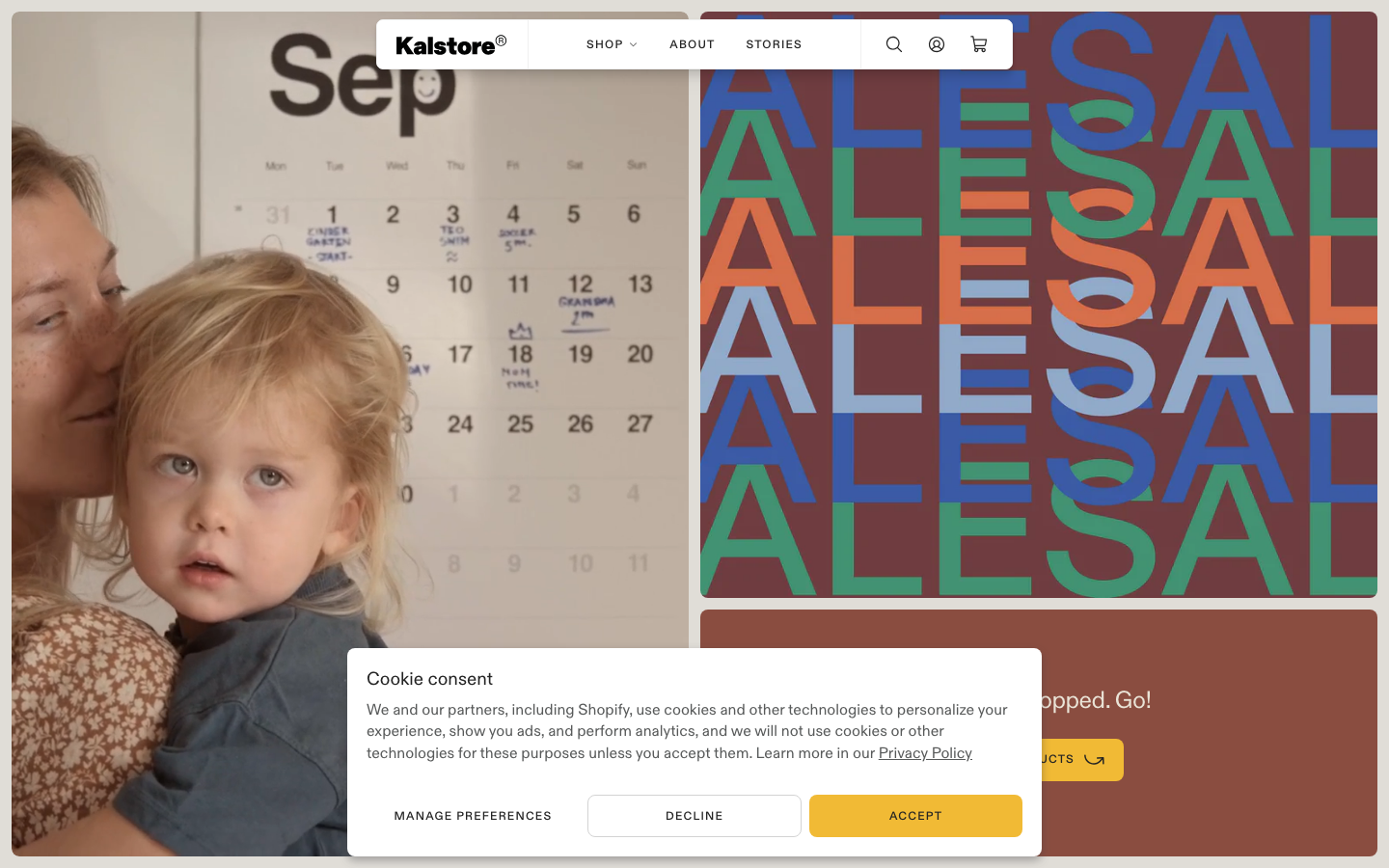 Screenshot of kal-store.com — E-commerce website design