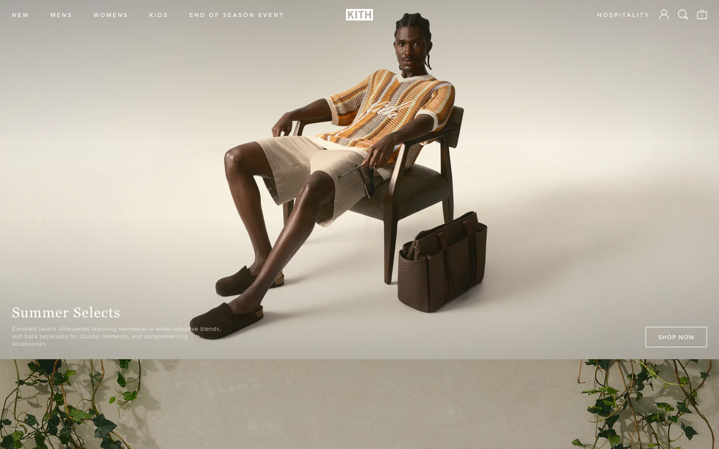 Screenshot of kith.com — E-commerce website design