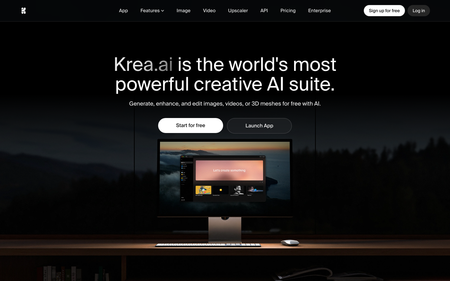 Screenshot of krea.ai — AI website design