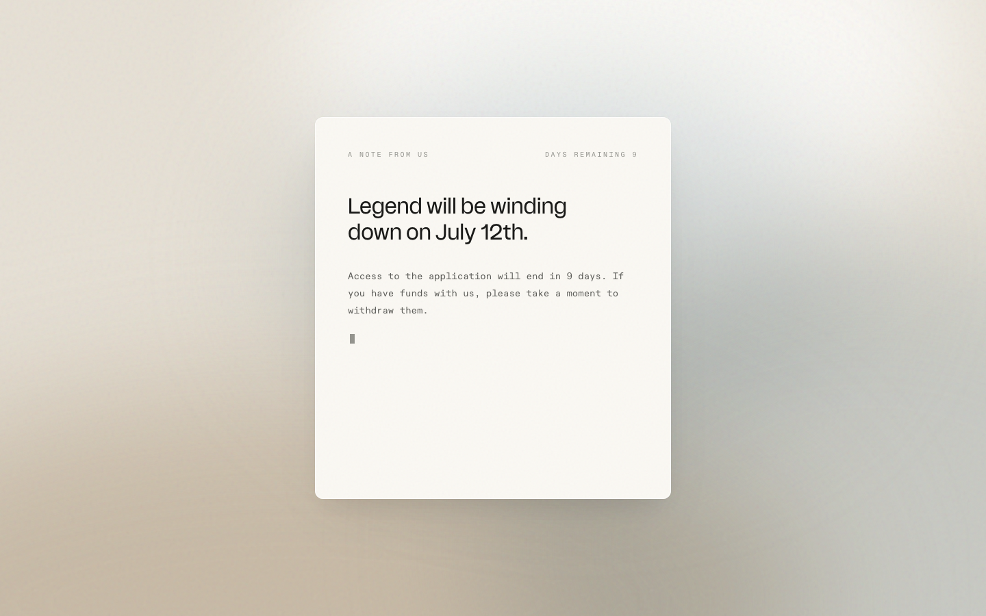 Screenshot of legend.xyz — Fintech website design