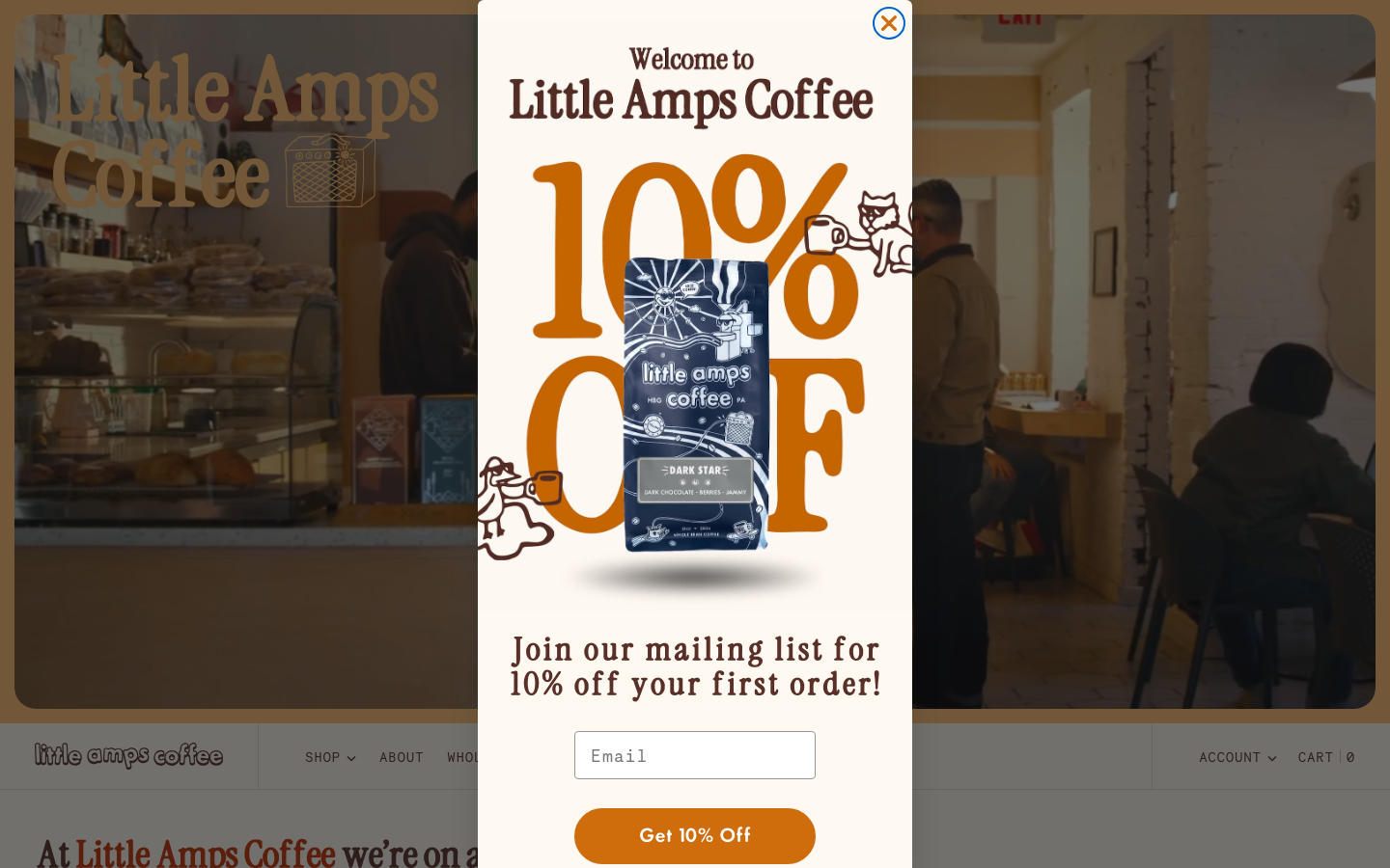 Screenshot of littleampscoffee.com — Food & Beverage website design