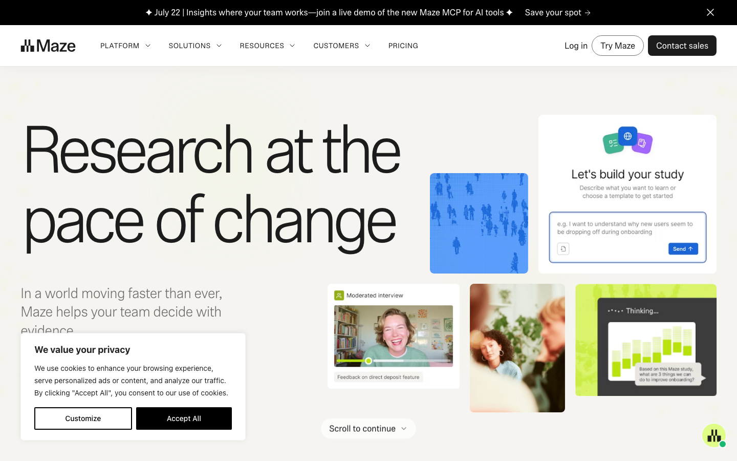 Screenshot of maze.co — SaaS & Productivity website design
