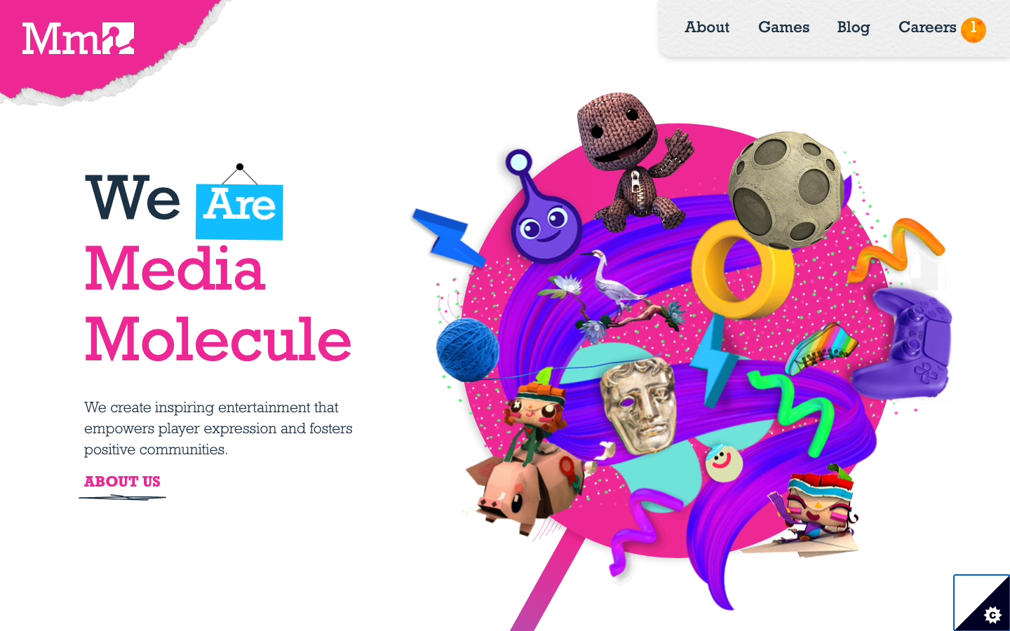 Screenshot of mediamolecule.com — Media & Culture website design