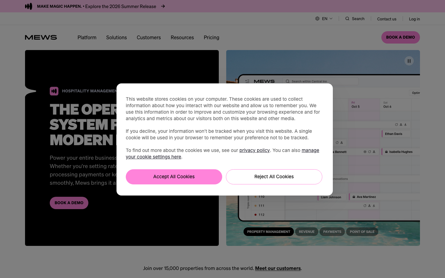 Screenshot of mews.com — SaaS & Productivity website design