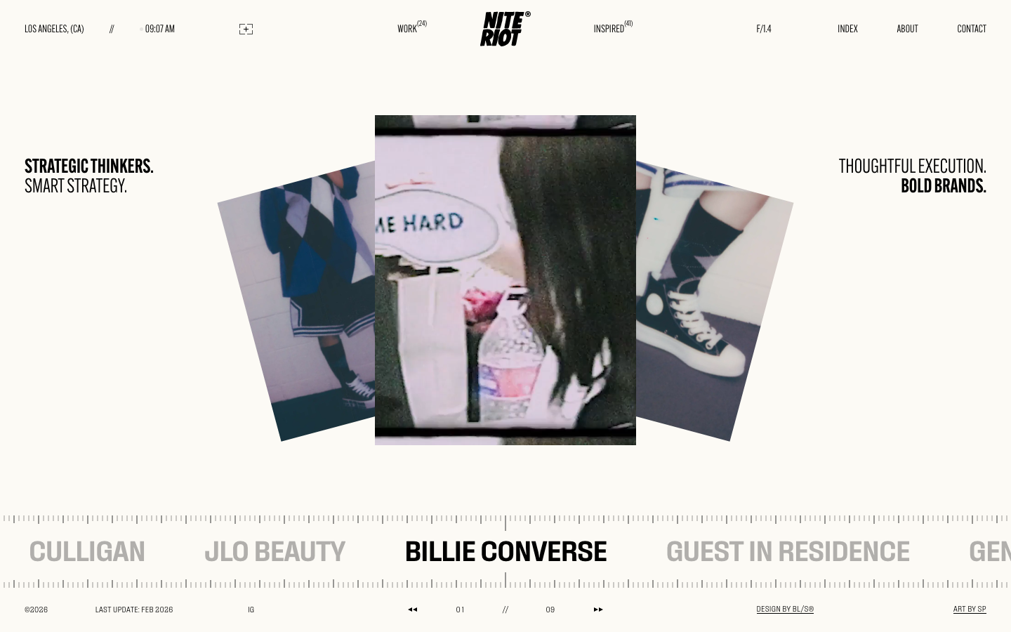 Screenshot of nite-riot.com — Design & Studios website design
