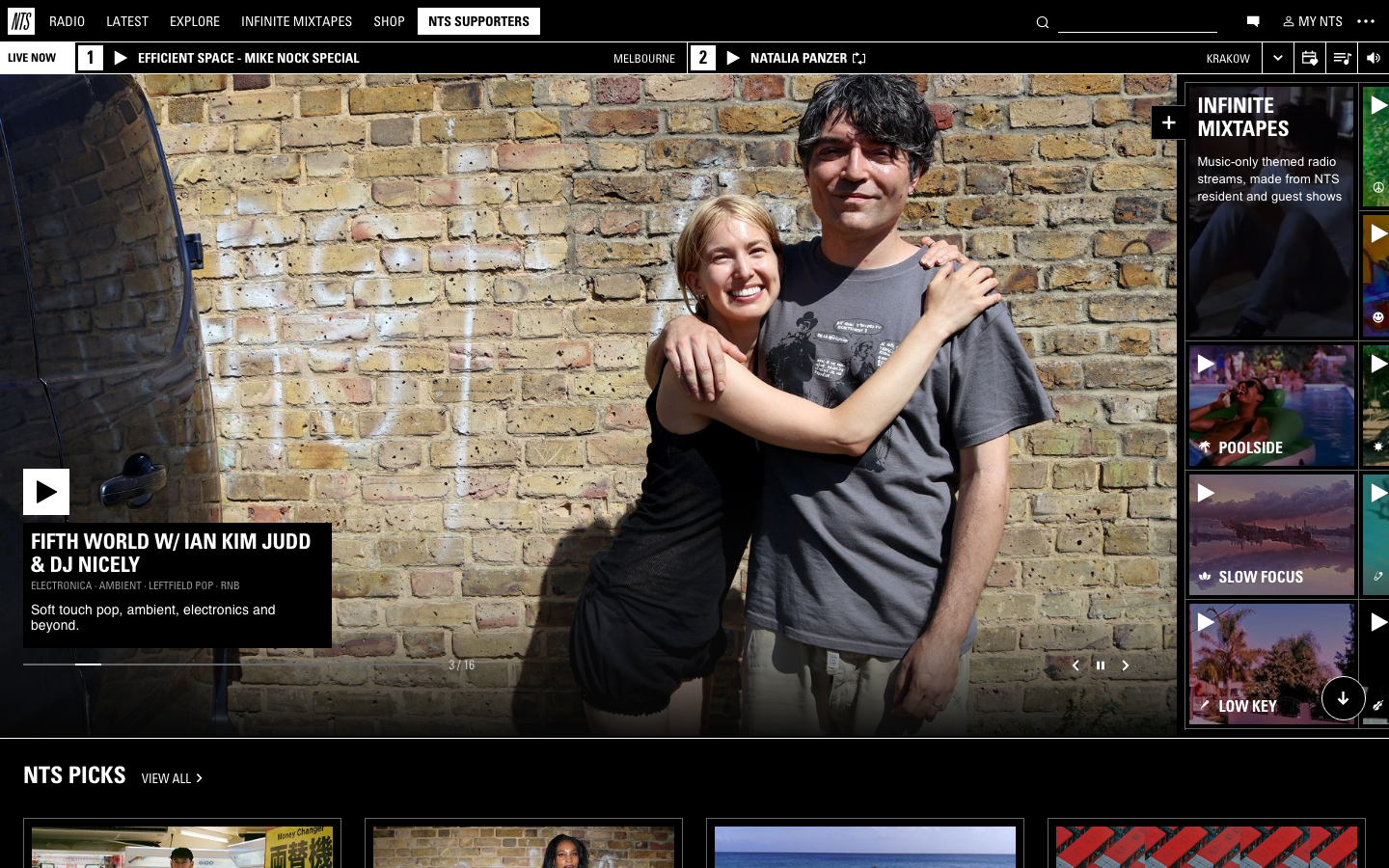 Screenshot of nts.live — Media & Culture website design