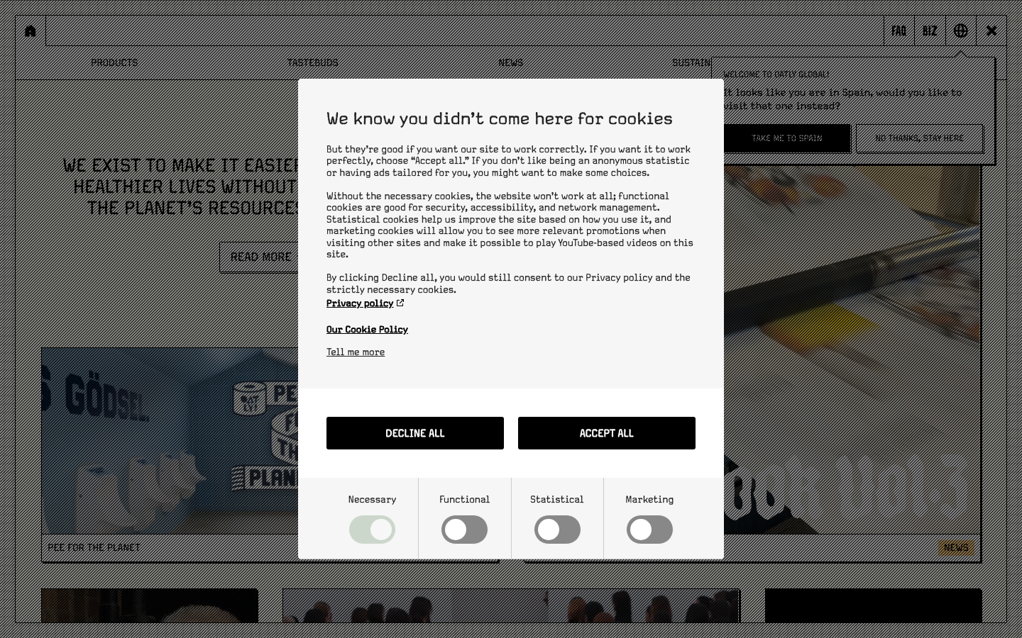 Screenshot of oatly.com — Food & Beverage website design